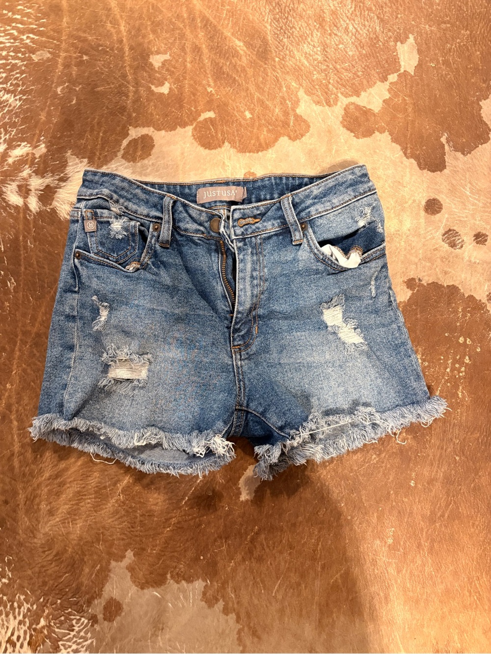 Just USA Light Blue Distressed Denim Cutoff Shorts